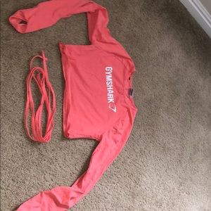 GYMSHARK LONGSLEEVE RIBBON CROP TOP